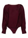 Elisabetta Franchi Jacquard Satin Bodysuit In Dark Red