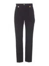 Elisabetta Franchi Straight Pants With Logo Rivet In Negro