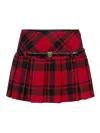 Elisabetta Franchi Multicolor Tartan Belt Skirt In Red