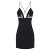 Elisabetta Franchi Plunging Neckline Mini Dress With Lace Detailing And Floral Embellishments