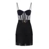Elisabetta Franchi Mini Dress In Tulle And Fringes In Black