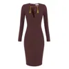 Elisabetta Franchi Midi Fit Dress In Burgundy