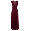Elisabetta Franchi Burgundy Evening Dress With Deep V-neckbodice In Gray