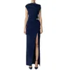 Elisabetta Franchi Draped One-shoulder Dress With Side Slit In Blue