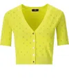 Shop Elisabetta Franchi Cedar Cropped Cardigan With Rhinestones