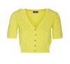 Elisabetta Franchi Cedar Cropped Cardigan With Rhinestones In Yellow