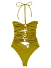 Elisabetta Franchi Chain-accented One-piece Swimsuit With Cut-out Details In Green
