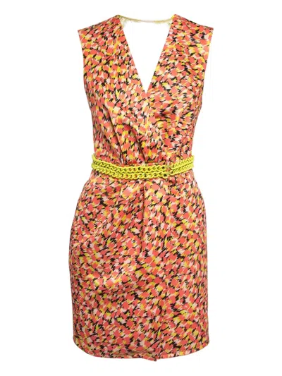 Pre-owned Elisabetta Franchi Chain-belt Mini Dress In Orange