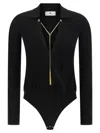 Elisabetta Franchi Body In Viscose And Silk Knit With Chain In Black