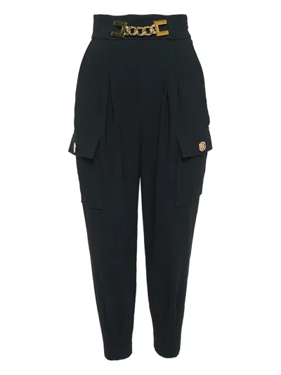 Pre-owned Elisabetta Franchi Chain Cargo Trousers In Black