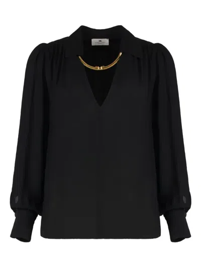 Elisabetta Franchi Chain-collar Blouse In Black