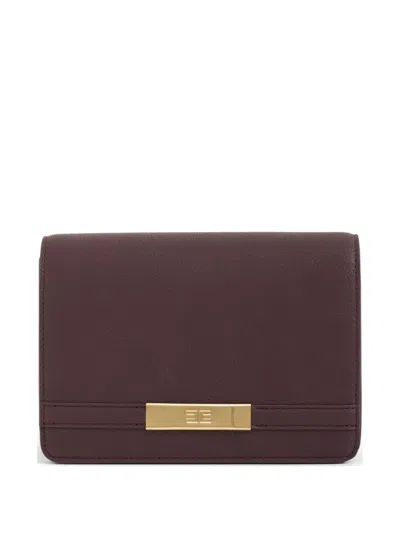Elisabetta Franchi Shoulder Strap With Groumette Chain In Brown