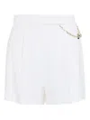 Elisabetta Franchi Tailored Shorts With Metallic-chain In Neutral