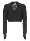 Elisabetta Franchi Blouse In Georgette Fabric With Jewel Detail In Black