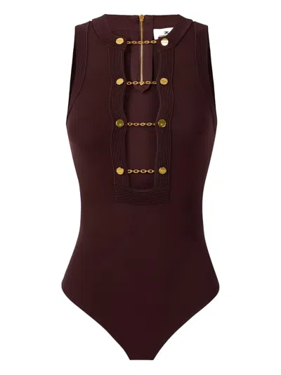 Elisabetta Franchi Chain-detail Bodysuit In Brown