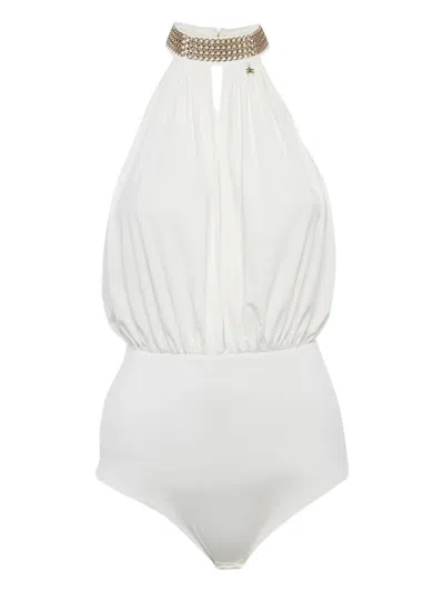 Pre-owned Elisabetta Franchi Chain-detail Bodysuit In White