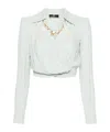 Elisabetta Franchi Shirt With Chain Detail And Cropped Length In Blue