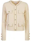 Elisabetta Franchi Chain-detail Cropped Jacket In Neutrals