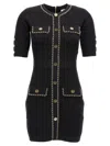Elisabetta Franchi Fitted Black Mini Dress With Button-down Front And Gold-chain Detailing In Black
