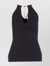Elisabetta Franchi Chain Detail Halter Neckline Sleeveless Top In Blue