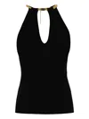 Elisabetta Franchi Chain Detail Halter Neckline Sleeveless Top In Black