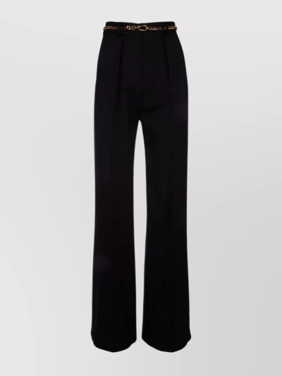 Elisabetta Franchi Chain Detail High-waisted Wide Leg Trousers In Black