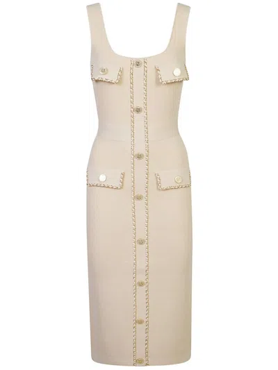 Elisabetta Franchi Chain-detail Midi Dress In Beige