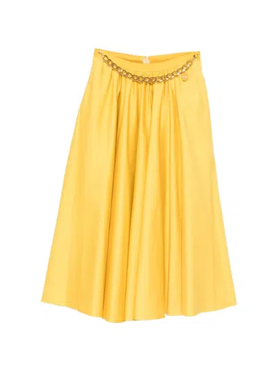 Elisabetta Franchi Chain-detail Midi Skirt In Yellow
