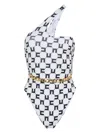 Elisabetta Franchi Chain-detail Monogram Swimsuit In White