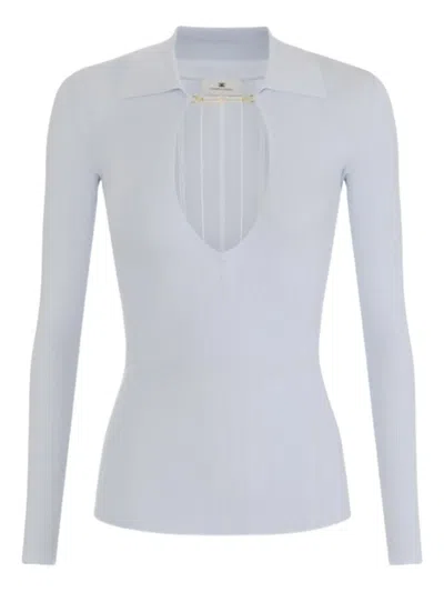 Elisabetta Franchi Chain-detail Polo Top In Blue