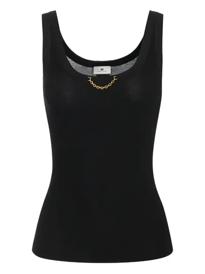 Elisabetta Franchi Chain-detail Ribbed Tank Top In Black