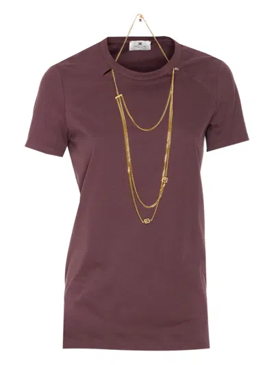 ELISABETTA FRANCHI CHAIN-DETAIL T-SHIRT