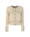 Elisabetta Franchi Chain-detail Cropped Jacket In Beige