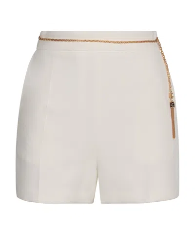 Elisabetta Franchi Chain Detailed Slim Fit Shorts In White