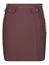 Elisabetta Franchi Straight Silhouette Mini Skirt With Flap Pockets In Brown