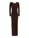 Elisabetta Franchi Draped Chain Detail Dress With Back Slit In Brown