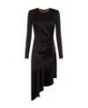 Elisabetta Franchi Chain-embellished Asymmetric Crepe Dress In Black