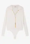 Elisabetta Franchi Chain-embellished Bodysuit In White