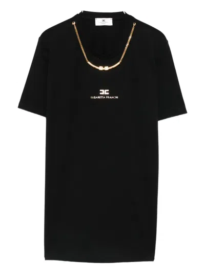 Elisabetta Franchi Cotton Jersey T-shirt With Necklace Clothing In Black