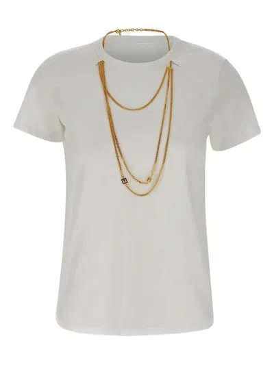 Elisabetta Franchi Chain-embellished Cotton T-shirt In White