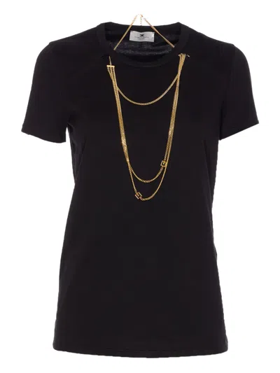ELISABETTA FRANCHI CHAIN-EMBELLISHED CREW-NECK T-SHIRT