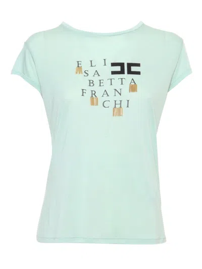 Elisabetta Franchi Chain Embellished Crewneck T-shirt  In Blue
