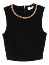 Elisabetta Franchi Chain-embellished Diamond-pattern Crop Top In Black