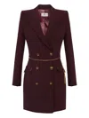 Elisabetta Franchi Midi Dress With Long Sleeves And Chain In Purple
