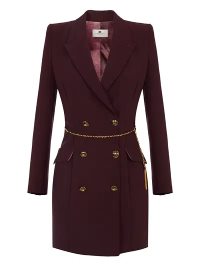 Elisabetta Franchi Chain-embellished Double-breasted Mini Dress In Purple