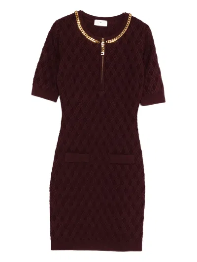 Elisabetta Franchi Chain-embellished Mini Dress In Brown