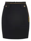 Elisabetta Franchi Black Skirt With Metallic Pendant And Patch Pockets In Fabric Woman In Black