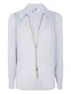 Elisabetta Franchi Chain-embellished Puff-sleeves Blouse In Blue