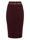 Elisabetta Franchi Gonna In Maglia A Rombi Con Dettaglio Gioiello Merlot In Brown