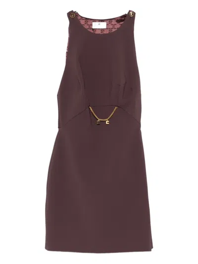 Elisabetta Franchi Chain-embellished Sleeveless Dress In Brown